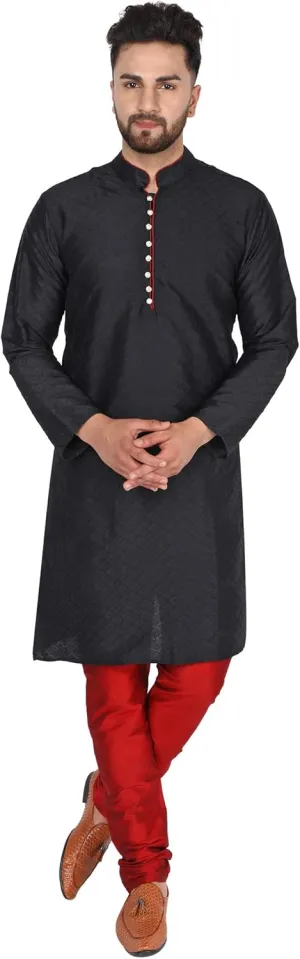 Festive Season Dress Suit SKAVIJ Men's Art Silk equator cafeteria unsubstantiated Indian Kurta Pajama 