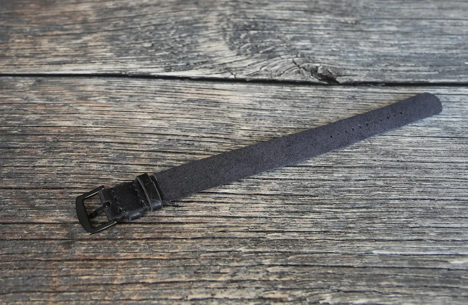 firewood decease 18mm-24mm Lug Widths Handmade Military-Style Black Leather Watch Band - Vintage Single Pass Strap - Natural Distressed Leather, 