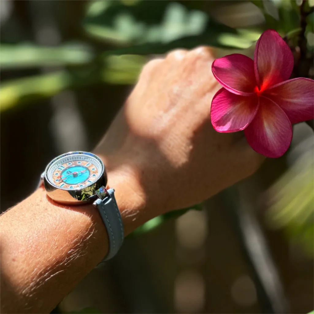 Fissure 8 Auto Women's Koa and Abalone Watch in Chrome