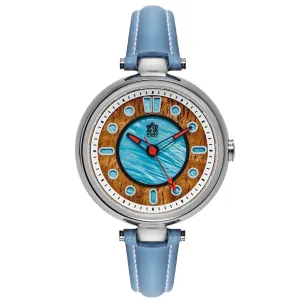 Fissure 8 Auto Women's Koa and Abalone Watch in Chrome