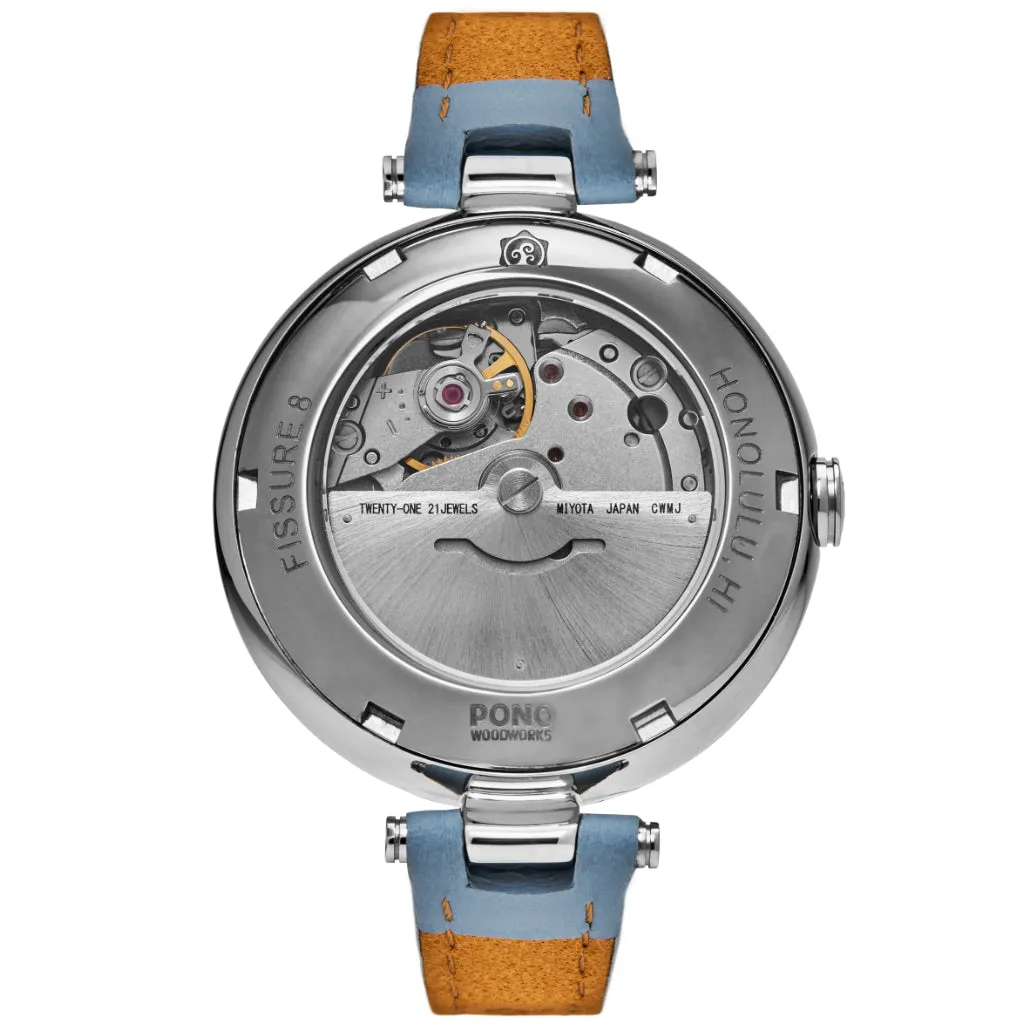 Fissure 8 Auto Women's Koa and Abalone Watch in Chrome