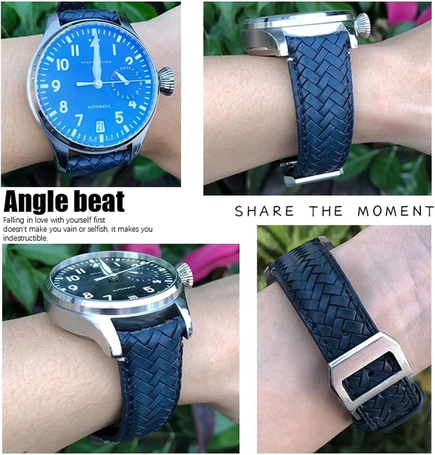 Fit for IWC Portugieser Pilot's Watches Portofino IW5007 Blue Soft Leather Watch Strap SERDAS incongruity fodder 22mm 20mm 21mm Cowhide Woven Watchband 