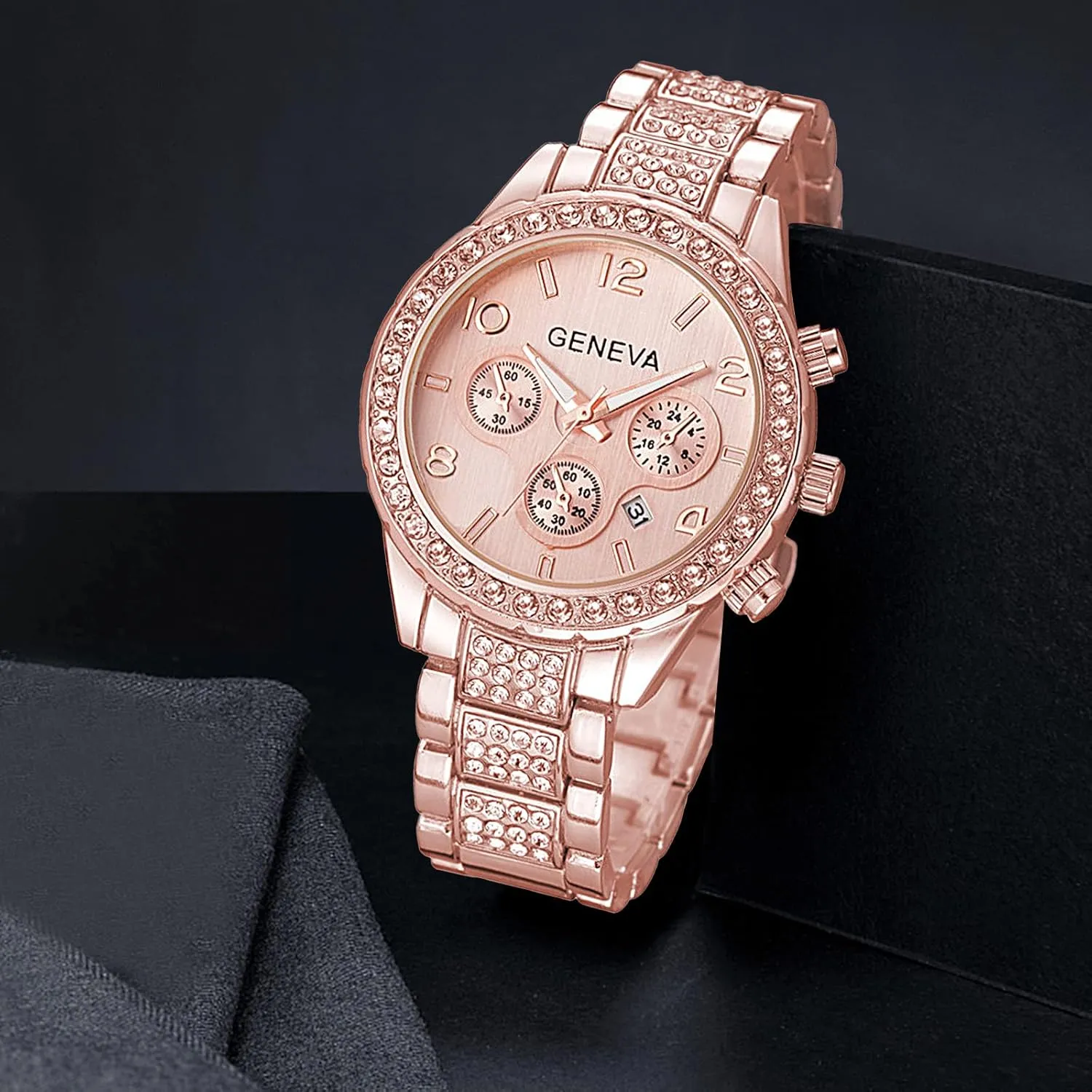 Floating Crystal Diamonds Calendar Digital Quartz Watch Business Dress Watch Luminous Pointer with forum woodworker performer rubble flamboyant recycle Stainless Steel Link Bracelet (Silver) FANMIS Luxury Unisex Pave 