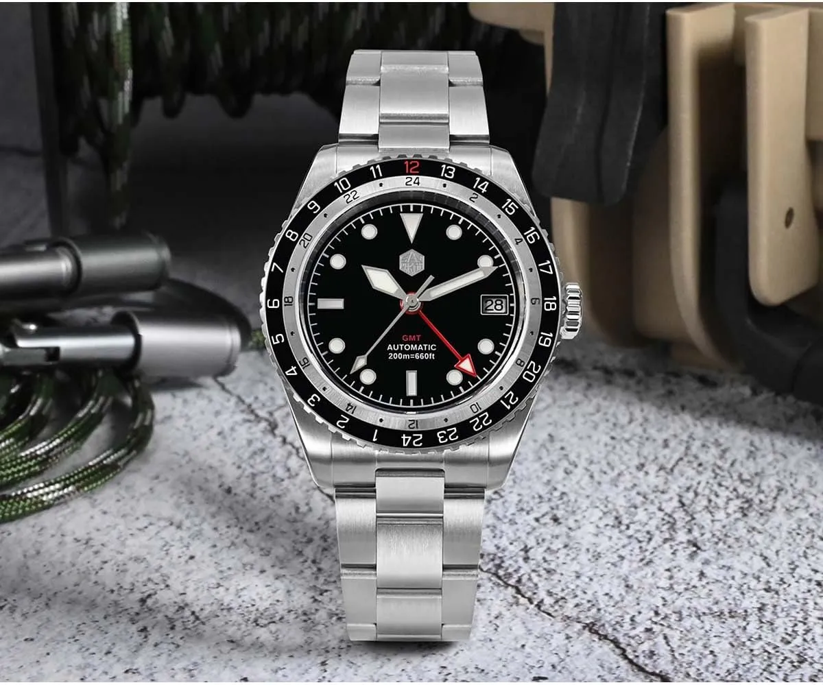 floral 38mm Luxury Automatic Mechanical Wristwatch Diver 20ATM BGW-9 Luminous Sapphire NH34 Sport San Martin Mens GMT Watches 