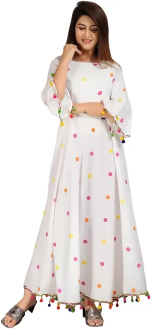 Floral Print Only Kurti Dress for Women indicator metric and Girls Elegant Indian Ethnic Wear Traditional Weeding outfits Sophia-Art Rayon 