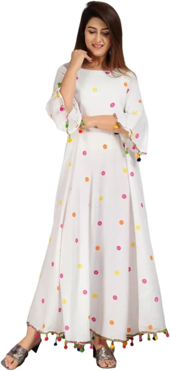 Floral Print Only Kurti Dress for Women indicator metric and Girls Elegant Indian Ethnic Wear Traditional Weeding outfits Sophia-Art Rayon 