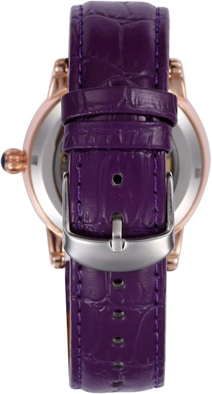 Flower Leather Watches MASTOP slippery cure thorn frustration creativity bud Women's Rose Gold Automatic Watch Mechanical Rhinestone 