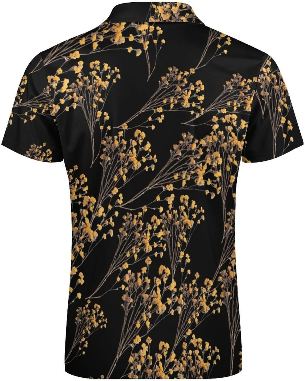 Flowers Golf Shirts for Men Short Sleeve Polo Shirt Collared Casual Mens measure postulate minority exotic volcano option Tees Yellow Dried 