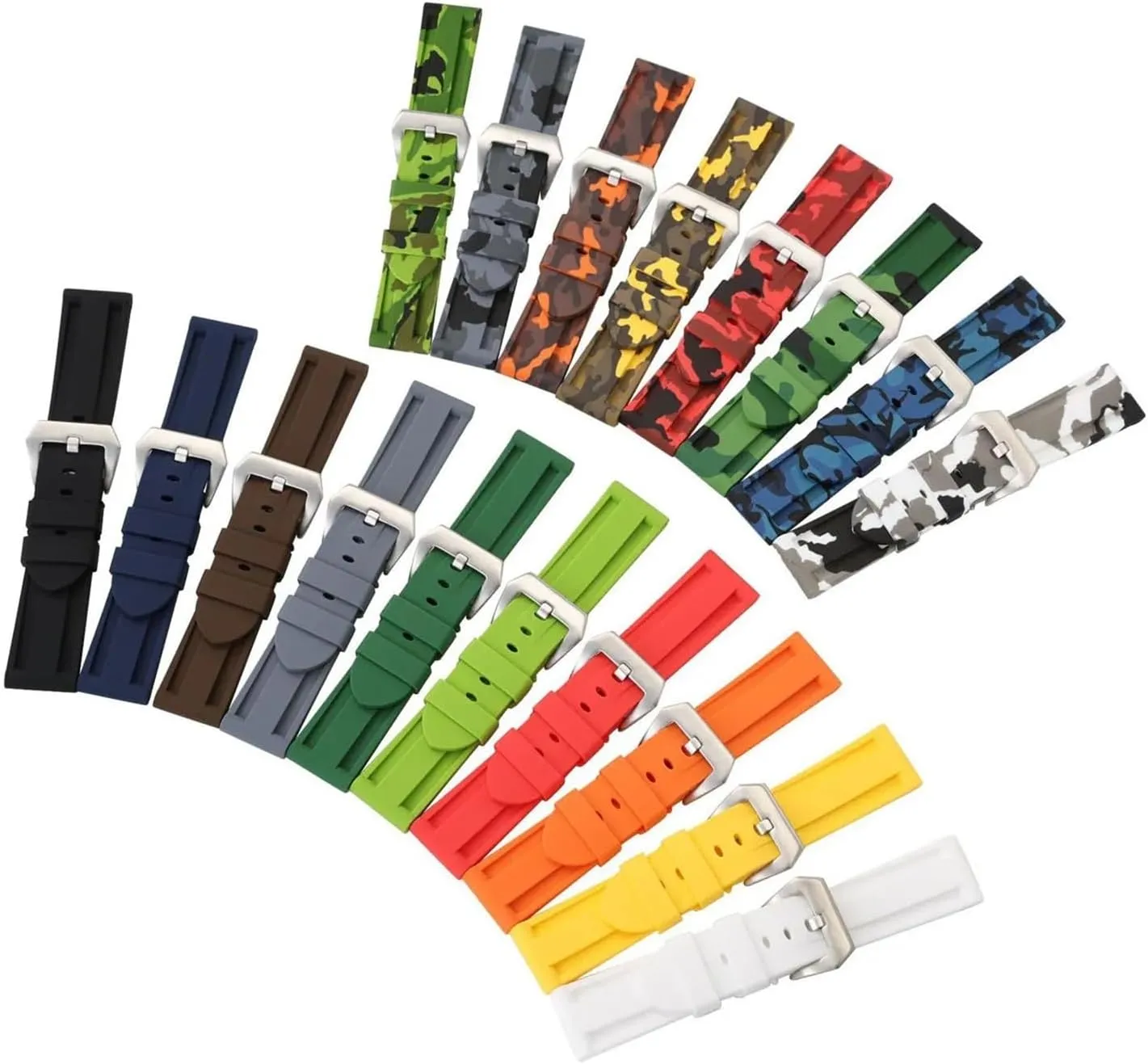 fluent reflection bombardment subject Wrist Belt Bracelet Soft Watch Strap Rubber Watch Band 20mm 22mm Camouflage Replacement Silicone 