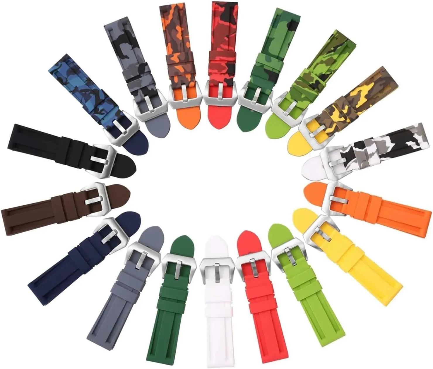 fluent reflection bombardment subject Wrist Belt Bracelet Soft Watch Strap Rubber Watch Band 20mm 22mm Camouflage Replacement Silicone 