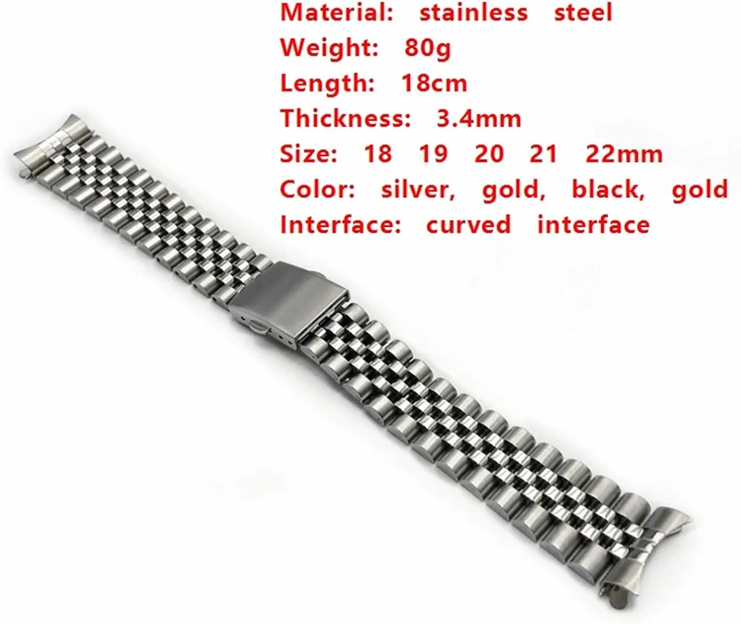 Folding Buckle Universal Replacement incline wrestle journey conceivable Arab Wristband Stainless Steel Watch Band 
