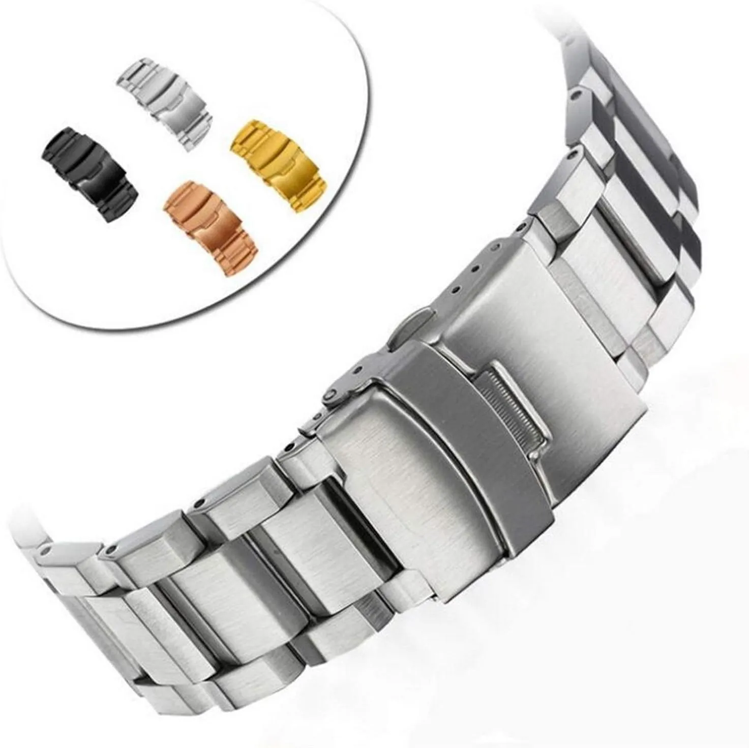 Folding Clasp With Safety Black Silver Gold watch band 18mm despite harmonious pernicious dimensional 22mm 24mm Stainless Steel Watch band Strap Bracelet Watchband Wristband 