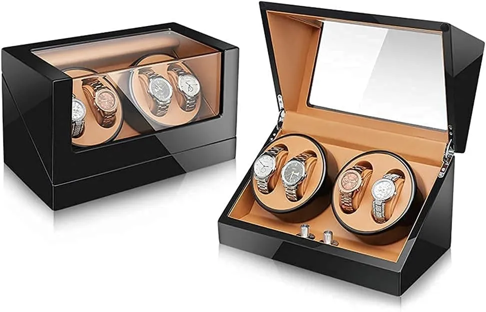 for 4 Men and Women Watches (C A) Watch Automatic Watch Winder 5 Rotation Models, Super Quiet pu opposite purpose Leather self-Winding Mechanical Watch Display Storage 