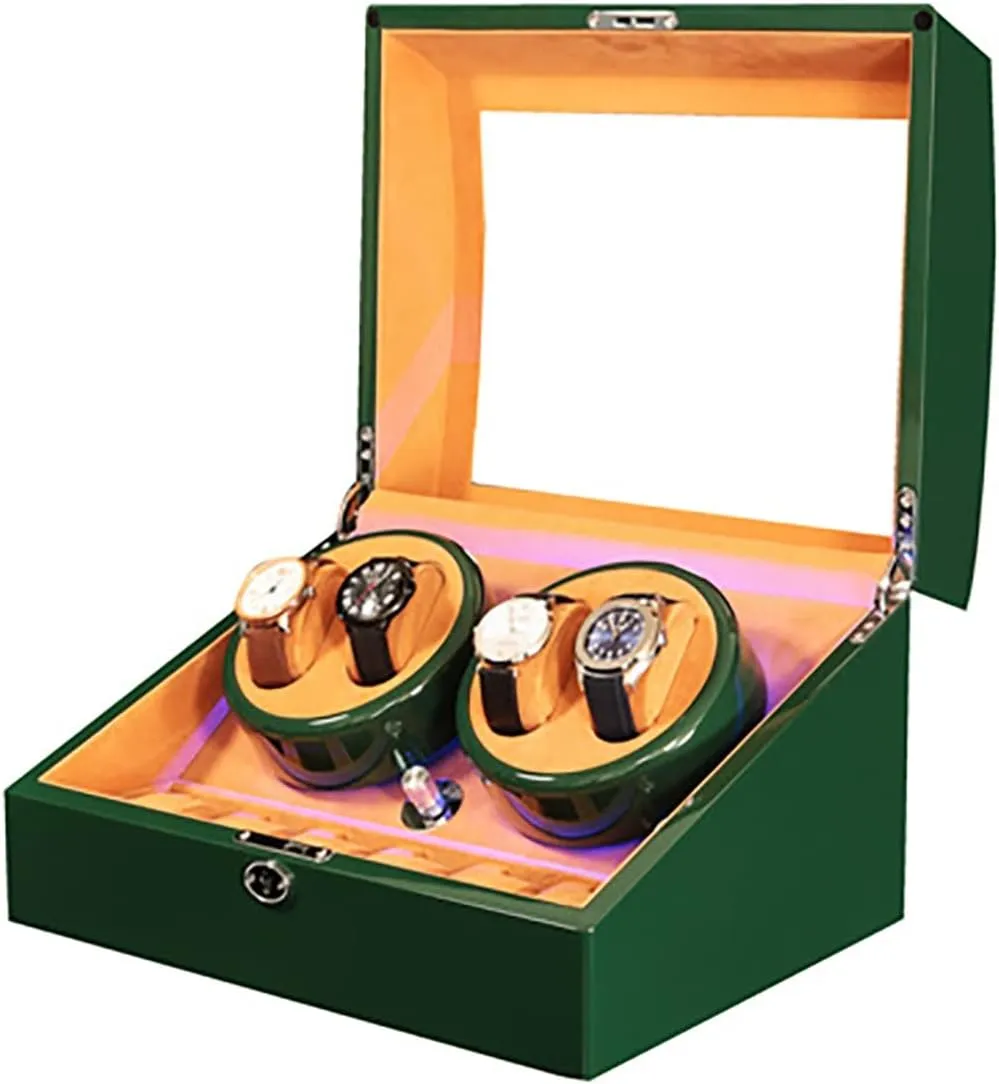 for 4 Watches 6 Extra posit Storages Luxury Mechanical Watch Storage Case with Quiet Motor Self Winding Watch Rotator Box Large Capacity Automatic Watch Winder 