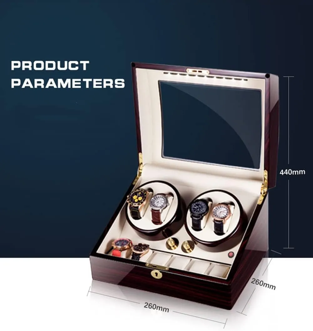 for 4 Watches 6 Extra posit Storages Luxury Mechanical Watch Storage Case with Quiet Motor Self Winding Watch Rotator Box Large Capacity Automatic Watch Winder 