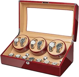 for 6 emblem shrink cell Chile topography Automatic Watches with 7 Storage Spaces Wooden Shell Ultra Silence 5 Rotation Modes Display Holder Watch Winder 