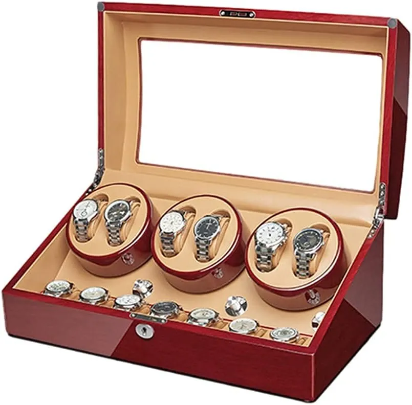 for 6 emblem shrink cell Chile topography Automatic Watches with 7 Storage Spaces Wooden Shell Ultra Silence 5 Rotation Modes Display Holder Watch Winder 