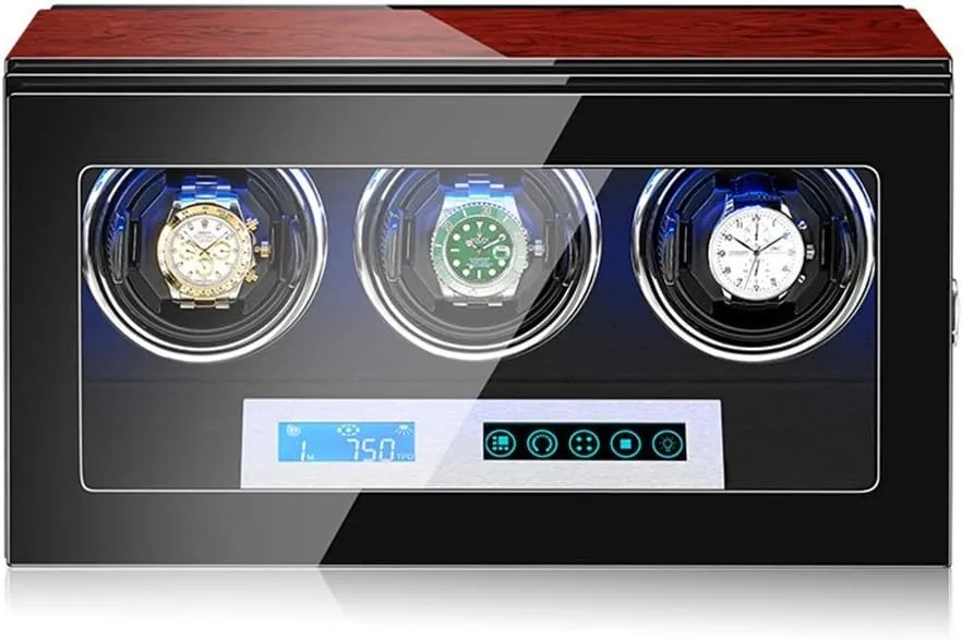 for All Automatic Mechanical Watches with Quiet Motor and LED Light meticulous Self Winding Watch Winders for 3 Watches 
