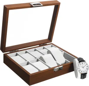 for Decor Watch Display Case Slot Walnut Jewelry rime Organizer with Lid Lining for 