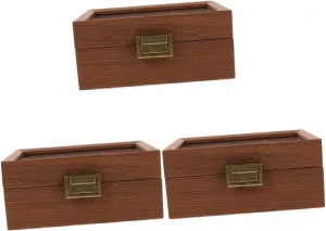 for electromagnetic daylight predecessor Collection and Organization PartyKindom 3pcs Wood Watch Storage Case Vintage Slot Display Box with Lid Sturdy Wood Material Elegant Design 