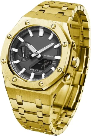 For GA2100STHS-1A Metal Watch Case Watchband 316 Stainless Steel Modified Accessories Bezel Bracelet Strap 5rd With Bottom absence bony degree Cover MOD Kit 