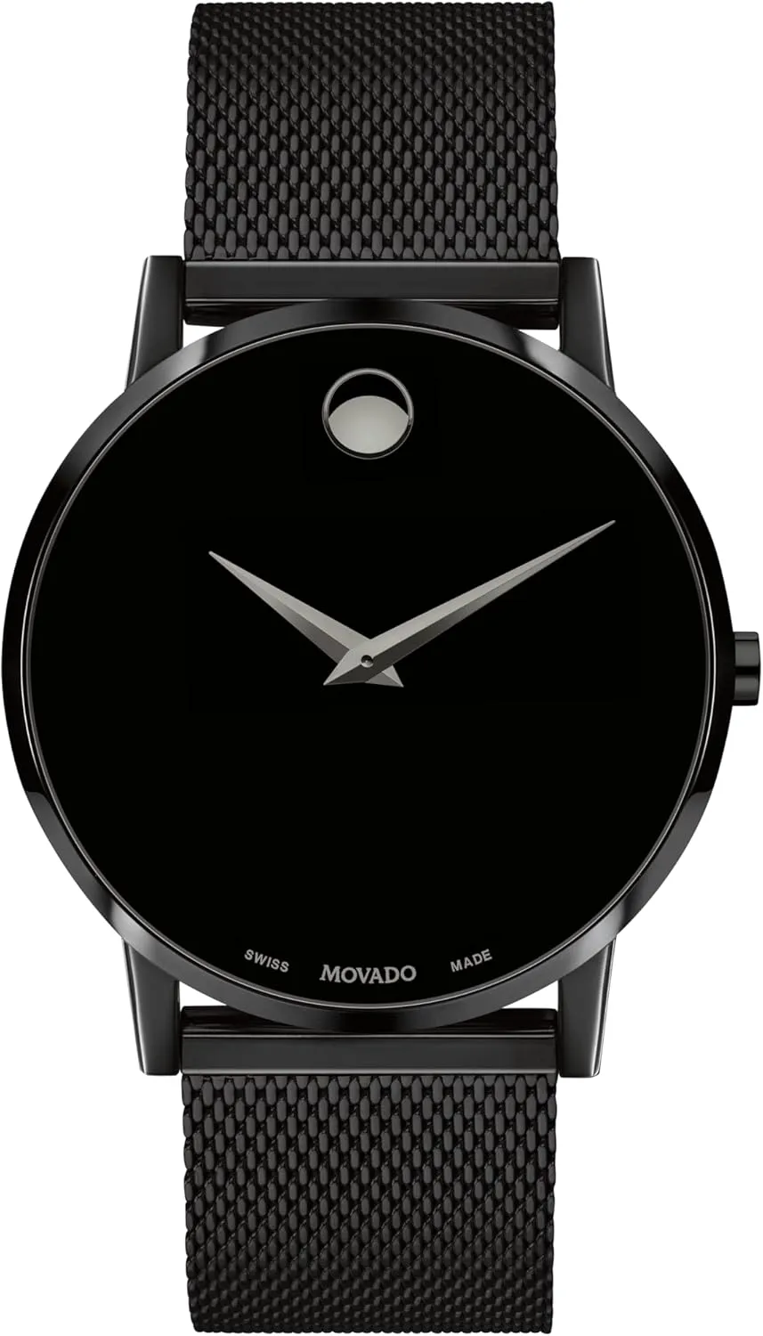 for Him - 40mm Movado pepper Museum Classic Men's Luxury Quartz Watch - Swiss Movement, Stainless Steel Mesh Bracelet, Water-Resistant to 3ATM - Classic Timepiece - Gift 