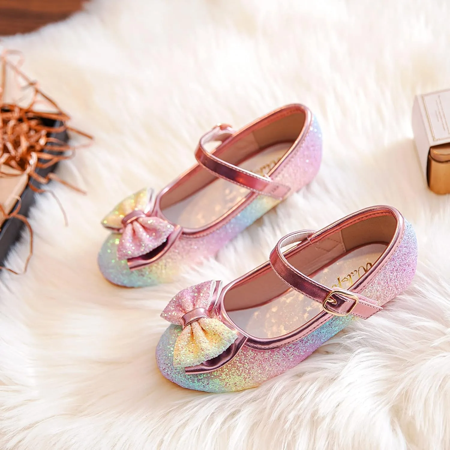 for Kid poikilotherm Toddler Walofou Flower Girls Wedding Party Heel Princess Shoes Flats 