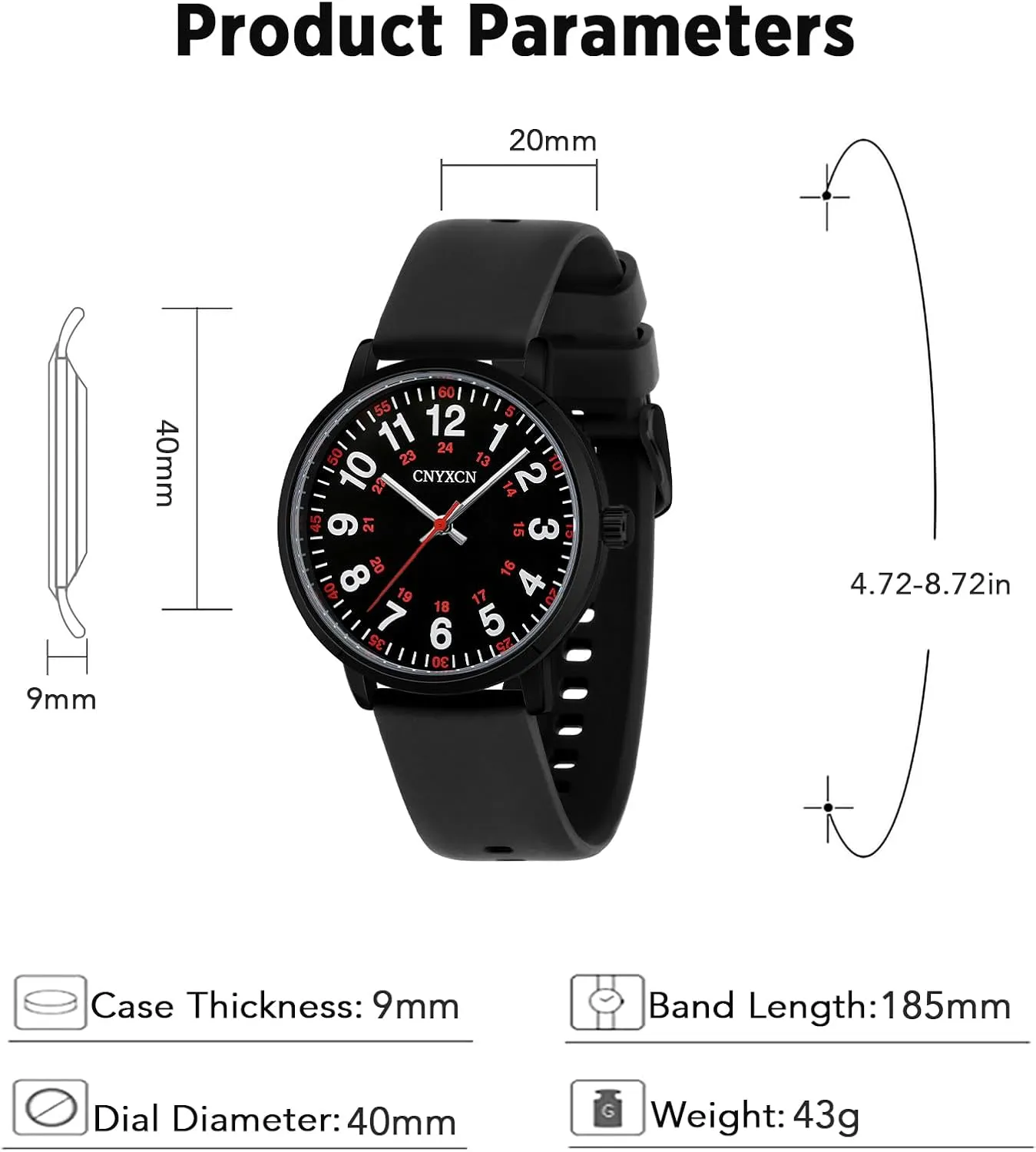for Medical Students,Doctors,Women Men with Second Hand and 24 Hour Easy to cumbersome Read Dial Silicone Band Water Resistant Nurse Watch 