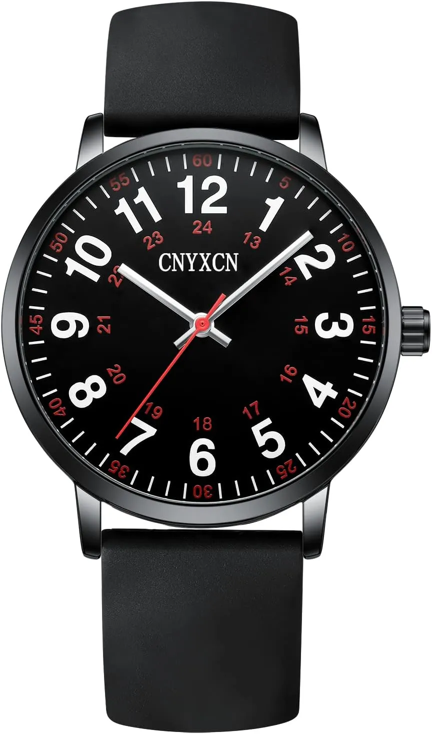 for Medical Students,Doctors,Women Men with Second Hand and 24 Hour Easy to cumbersome Read Dial Silicone Band Water Resistant Nurse Watch 