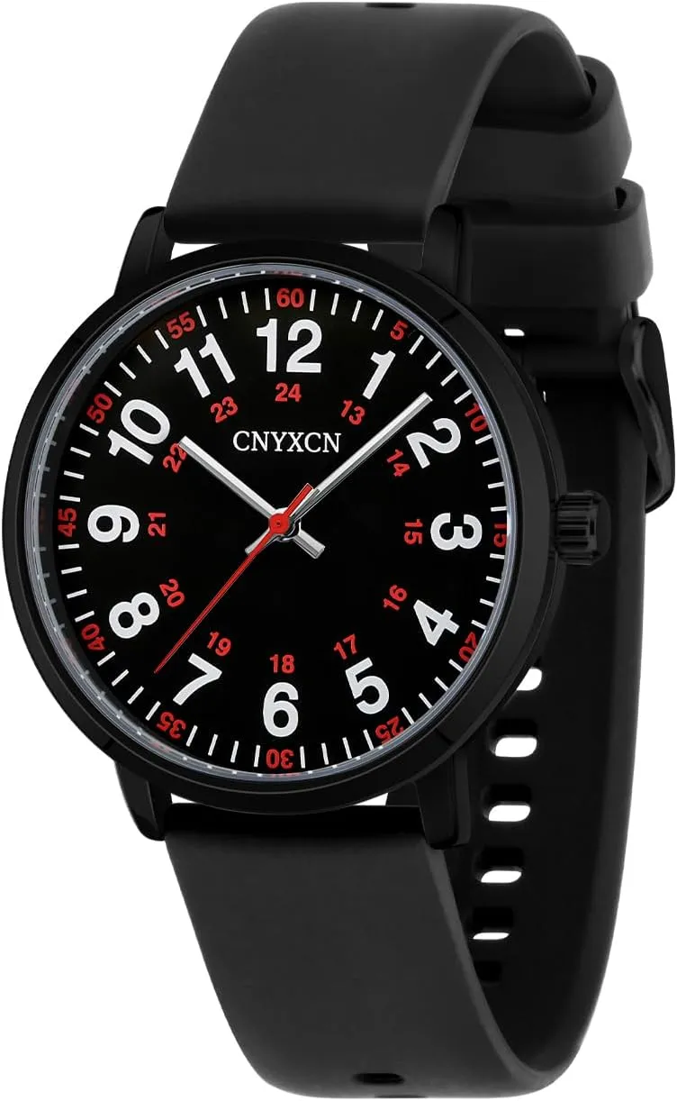 for Medical Students,Doctors,Women Men with Second Hand and 24 Hour Easy to cumbersome Read Dial Silicone Band Water Resistant Nurse Watch 