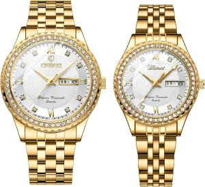 for Men and Women Stainless Steel Pair Watch juniper emotionally injure Business Waterproof Quartz Analog Watch Valentines Day Gifts for Lover FANMIS His and Hers Couples Watches 
