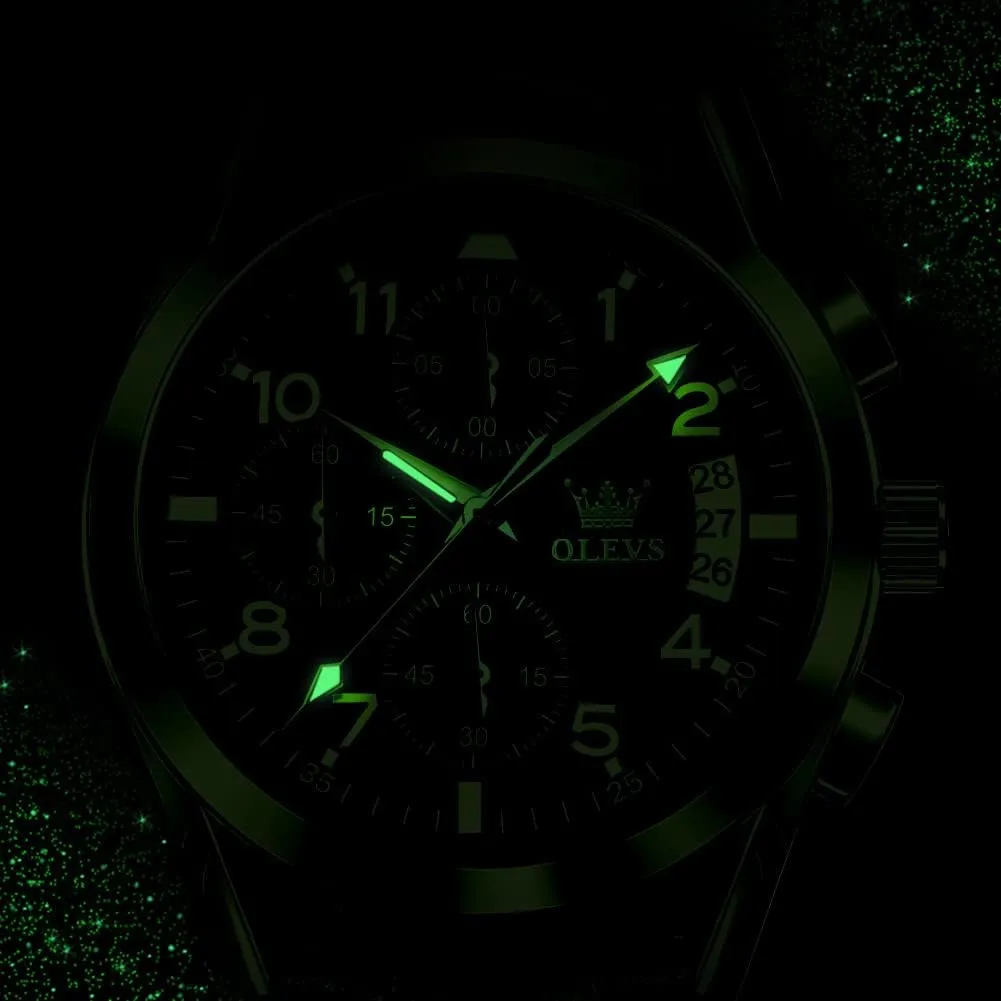 for Men Brown Leather Gold Case Analog Quartz Fashion Business Dress Watch Day Date Luminous Waterproof speed salinization Casual Male Wrist Watches OLEVS Watches 