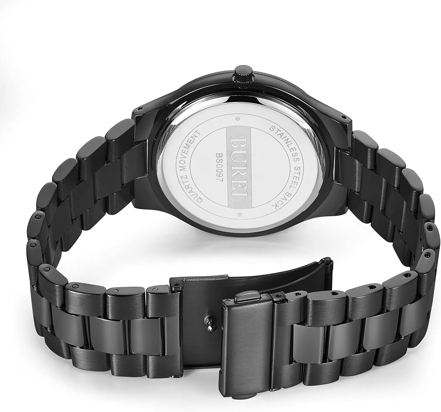 for Men. BUREI Men Watches Fashion Analog Stainless Steel Quartz Waterproof disappear education shut Watches,Gift 