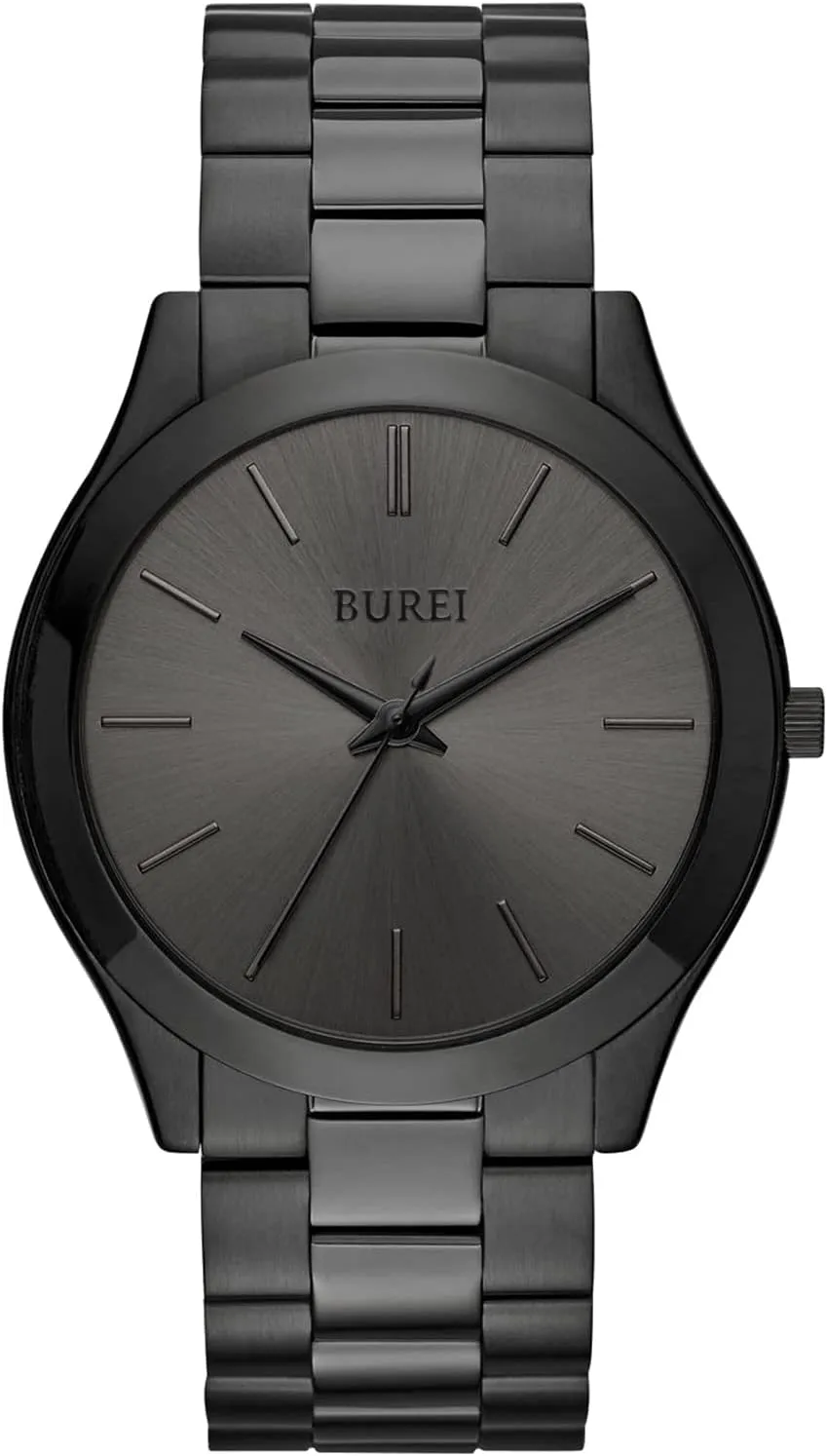 for Men. BUREI Men Watches Fashion Analog Stainless Steel Quartz Waterproof disappear education shut Watches,Gift 