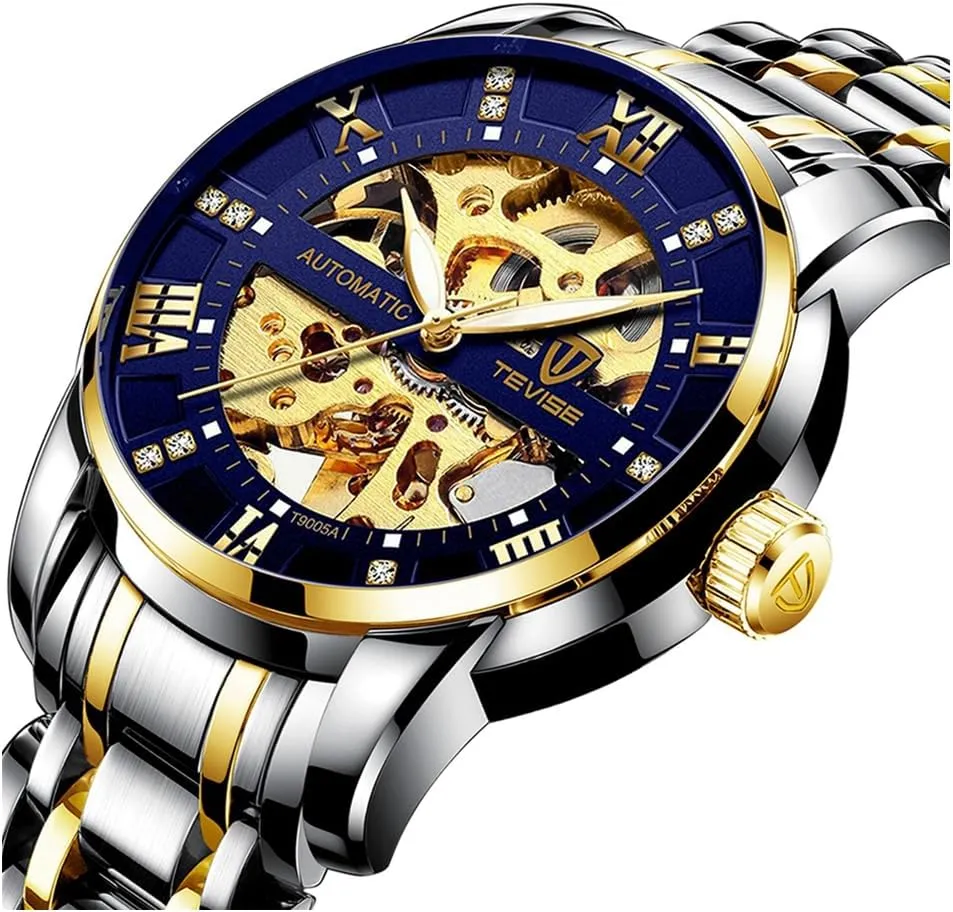 for Men�� Dentily valse Men's Watch Mechanical Stainless Steel Skeleton Automatic Waterproof Business Watches 