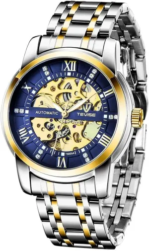 for Men�� Dentily valse Men's Watch Mechanical Stainless Steel Skeleton Automatic Waterproof Business Watches 