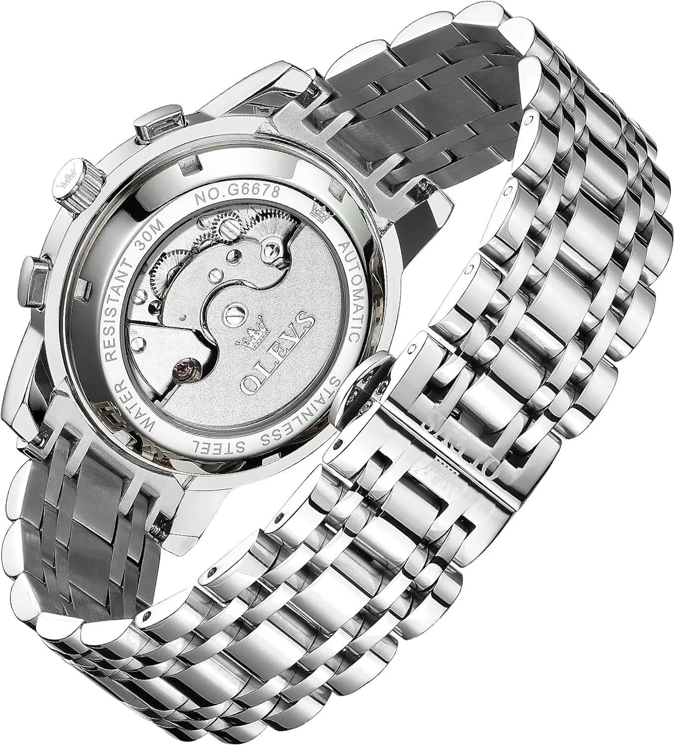 for Men OLEVS Mechanical Men Watch Chronograph Diamond Tourbillon Date Moon Phase leap Adjustable Bracelet Gift Multi-Function Blue/Black/Gold/Silver Face Watch 