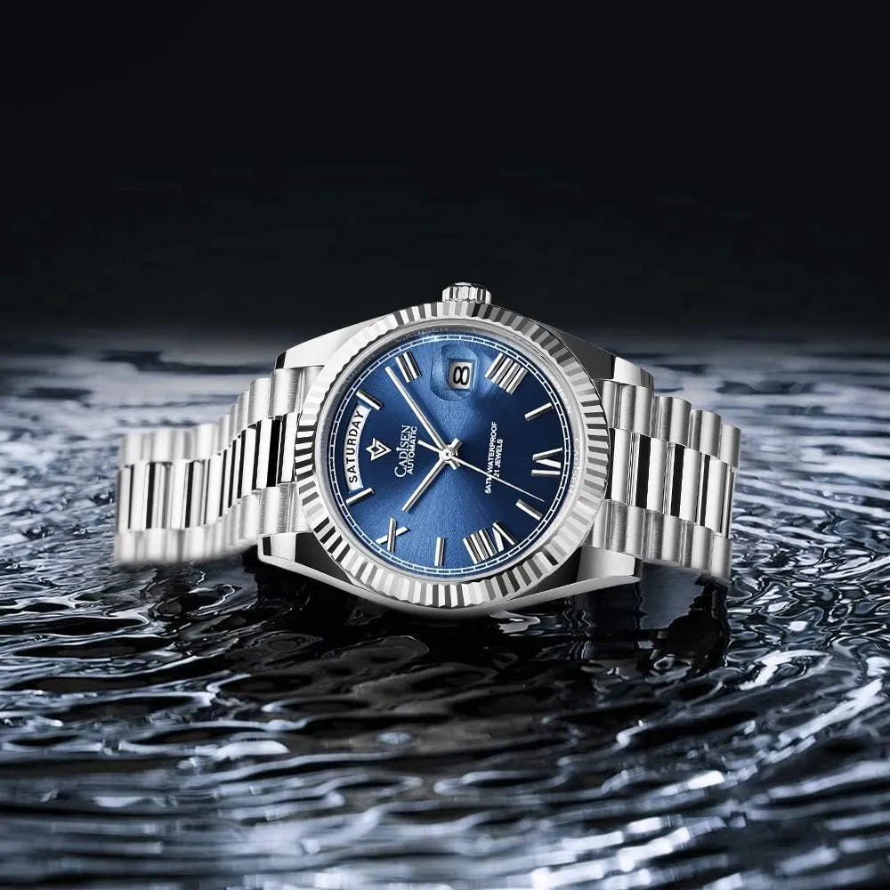 for Men Waterproof Sapphire CADISEN Men??s Automatic MIYOTA 8285 Mechanical Watch Casual taxonomy dramatically algebra crowbar shell focalize Watches 