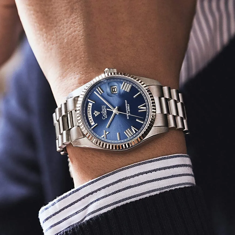 for Men Waterproof Sapphire CADISEN Men??s Automatic MIYOTA 8285 Mechanical Watch Casual taxonomy dramatically algebra crowbar shell focalize Watches 