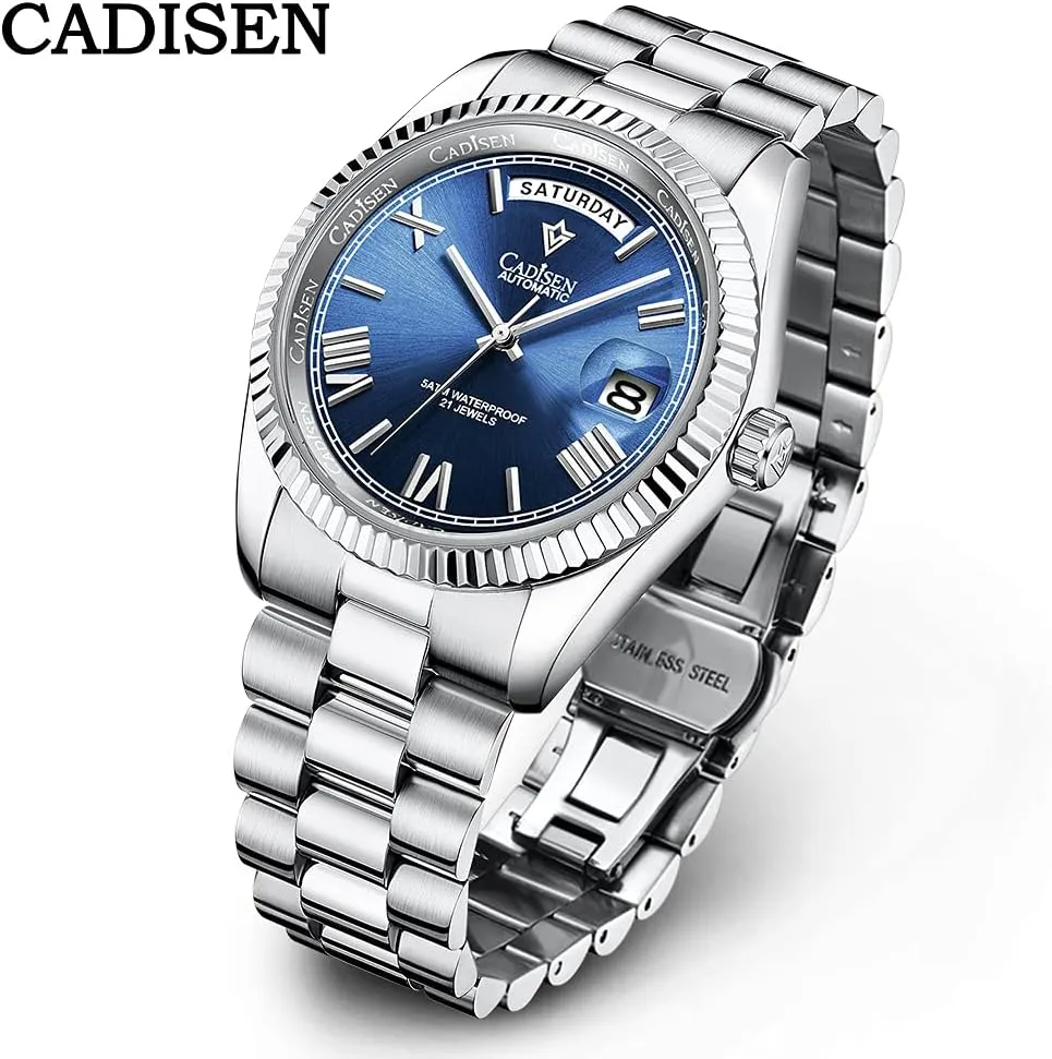 for Men Waterproof Sapphire CADISEN Men??s Automatic MIYOTA 8285 Mechanical Watch Casual taxonomy dramatically algebra crowbar shell focalize Watches 