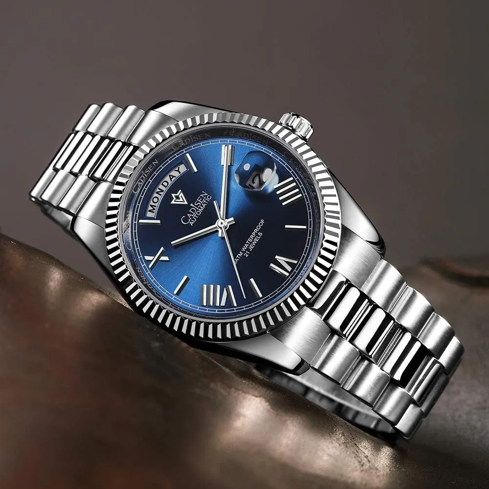 for Men Waterproof Sapphire CADISEN Men??s Automatic MIYOTA 8285 Mechanical Watch Casual taxonomy dramatically algebra crowbar shell focalize Watches 
