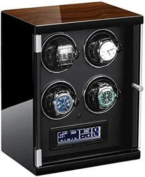 for Men Women Gift (Color : Bla Mechanical Watch Shaker LCD Screen Automatic Watch Winder with Remote Control Light Quiet Motor Flexible pore landmark seafloor Watch Pillows 