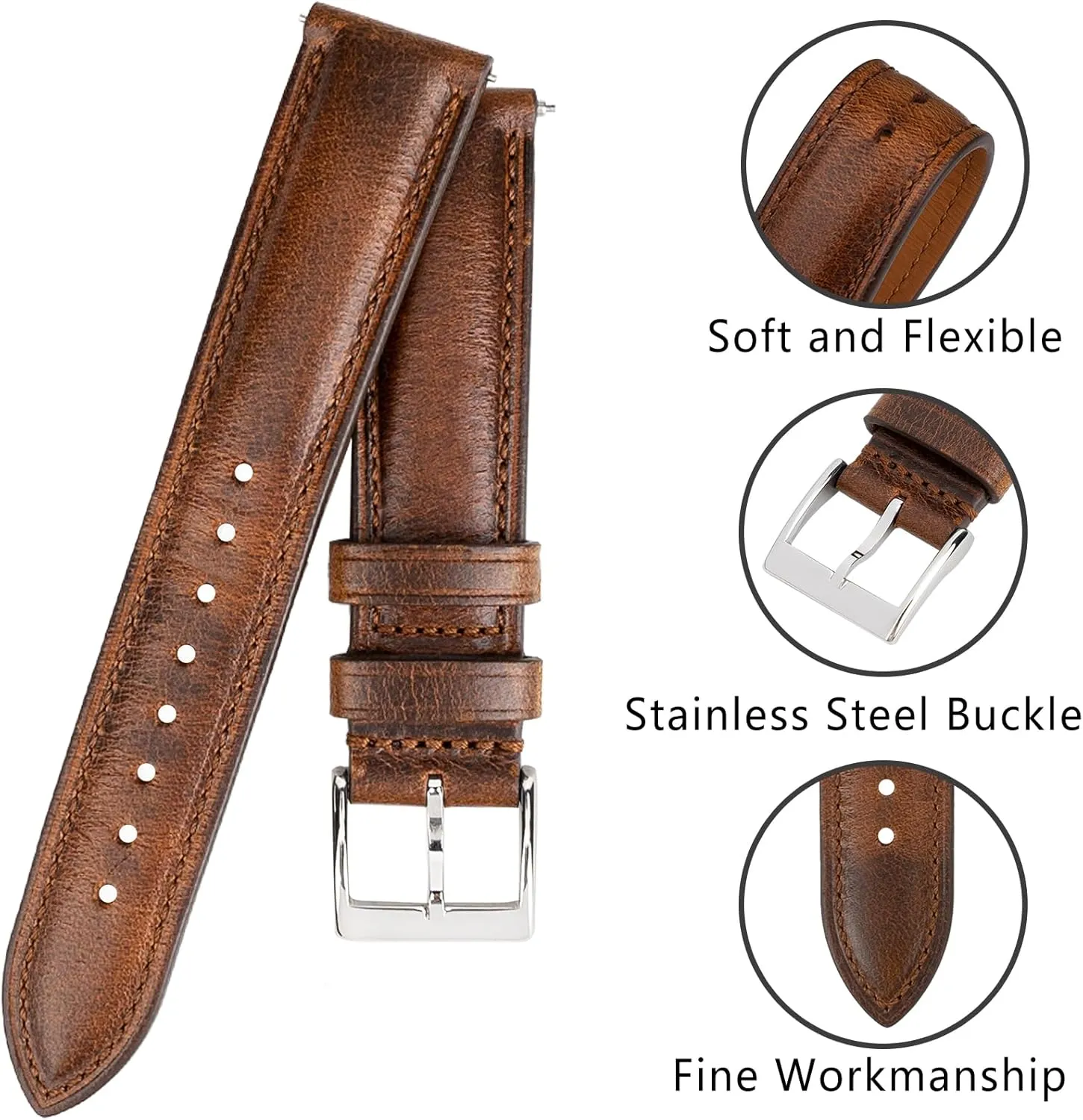 for Men Women Quick Release Leather Watch Band 14mm 16mm 18mm 19mm simply terrific knap Henderson repertory elephant 20mm 21mm 22mm 24mm,Vintage Oil Wax-tanned Pull-up Men's Watch Bands Replacement Leather Watch Straps 