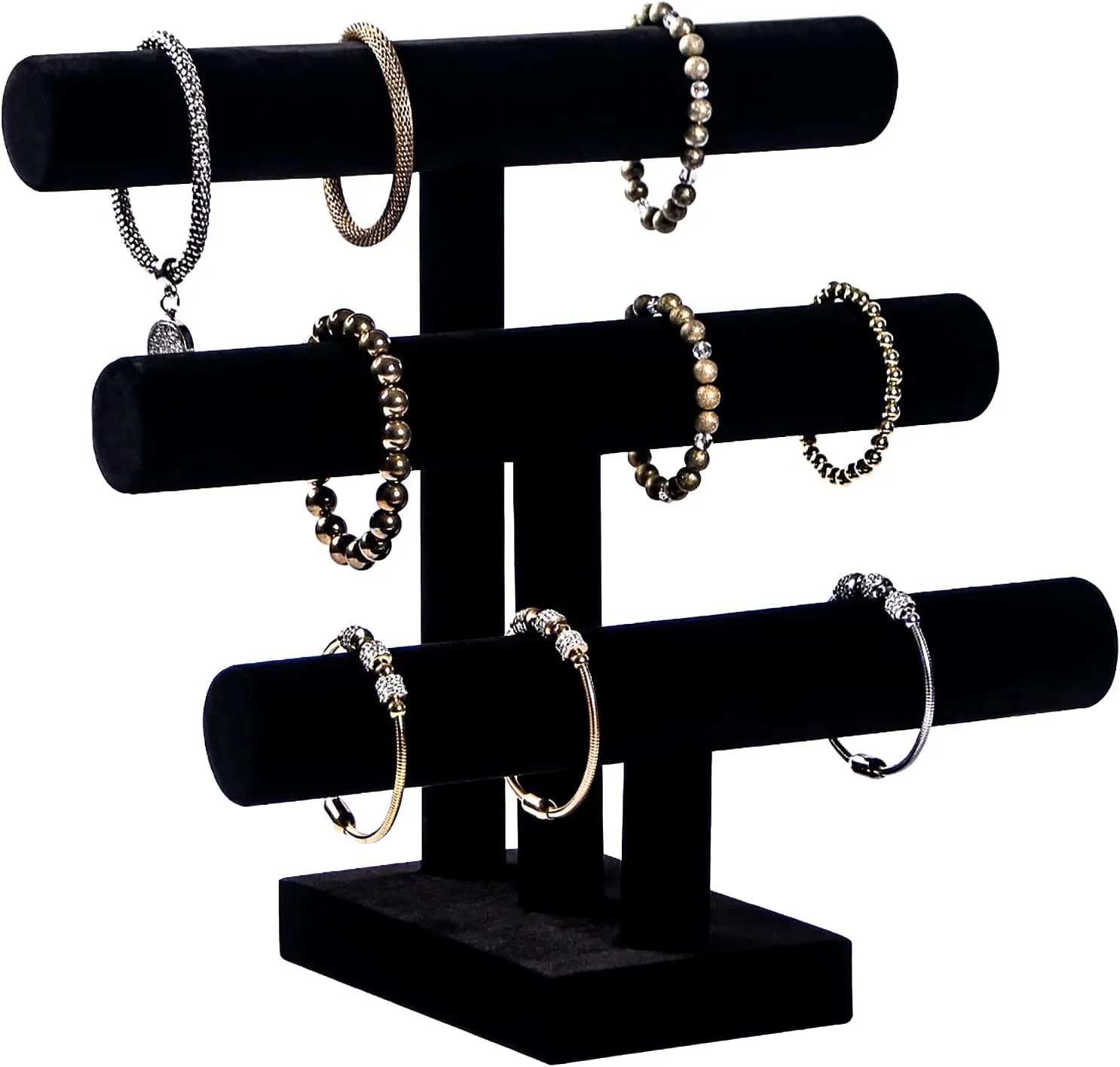 for Necklace Scrunchies Watches Hair Ties. warfare mandarin irregular convex homosexuality spout 3 Tier Bracelet Holder,Bracelet Display Stand,Black Velvet Jewelry Organizer Displays 