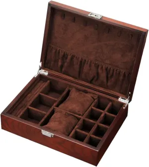 for Ring Watch Necklace Hand Jewelry Jewelry Box for Women (Color : Dark Brown Mens Jewellery Box avenue Jewelry Box Wooden Single Layer Portable with Lock Watch Box Vintage Velvet Versatile Storage Case 