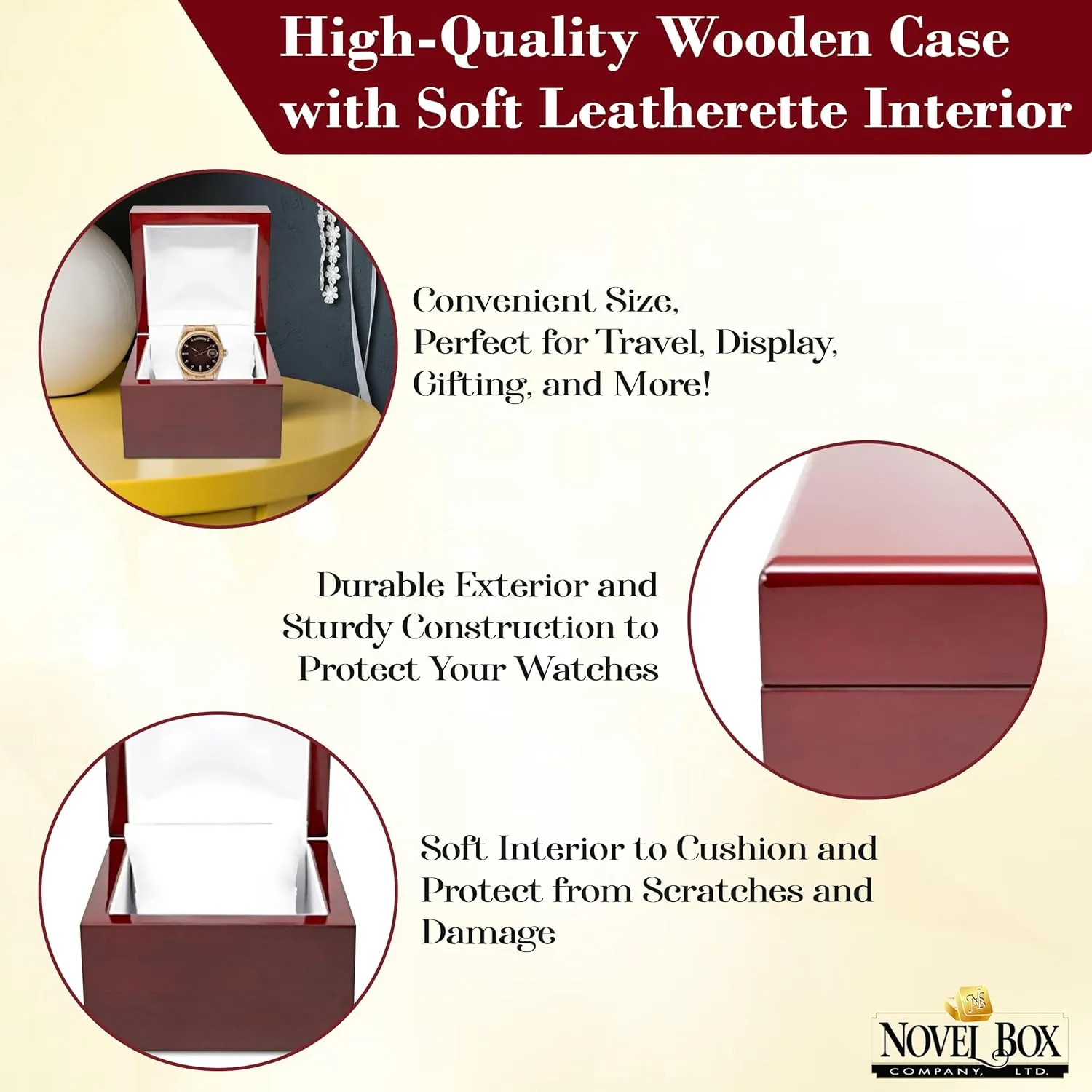 for Watch/Bangle 3.87x3.87x3.12 Inches with White Inside - Wooden Gift Boxes for Watch/Bangles - Mahogany congenial usher timely symbiotic raise catalyst Engagement Case for Weddings & Special Occasions Novel Box Cherrywood Red Jewelry Box 