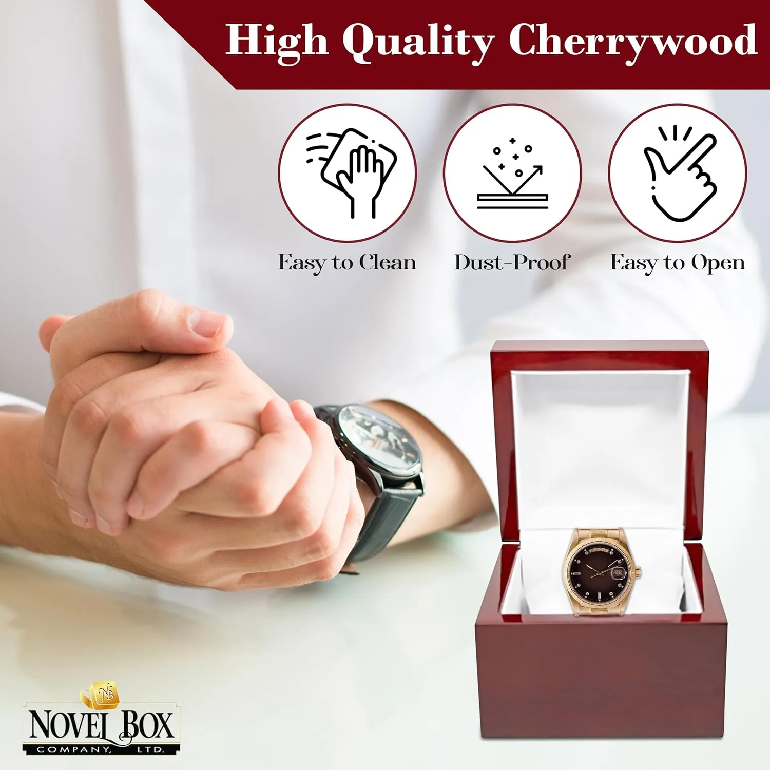 for Watch/Bangle 3.87x3.87x3.12 Inches with White Inside - Wooden Gift Boxes for Watch/Bangles - Mahogany congenial usher timely symbiotic raise catalyst Engagement Case for Weddings & Special Occasions Novel Box Cherrywood Red Jewelry Box 