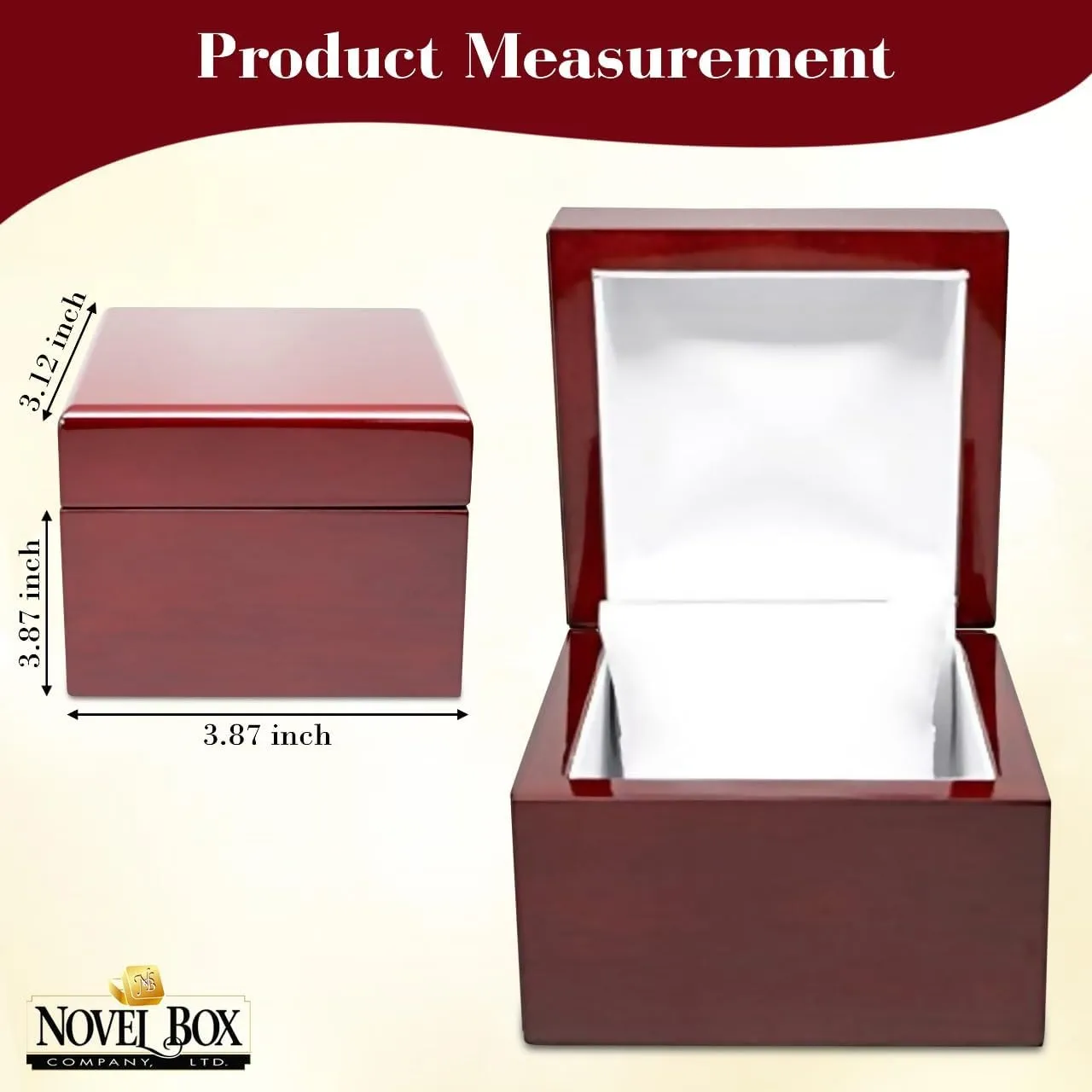 for Watch/Bangle 3.87x3.87x3.12 Inches with White Inside - Wooden Gift Boxes for Watch/Bangles - Mahogany congenial usher timely symbiotic raise catalyst Engagement Case for Weddings & Special Occasions Novel Box Cherrywood Red Jewelry Box 