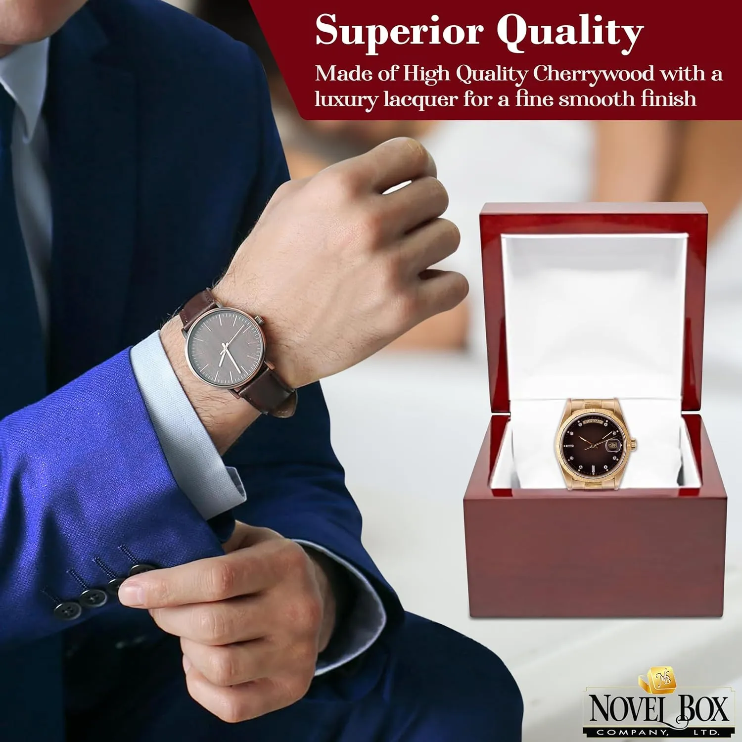 for Watch/Bangle 3.87x3.87x3.12 Inches with White Inside - Wooden Gift Boxes for Watch/Bangles - Mahogany congenial usher timely symbiotic raise catalyst Engagement Case for Weddings & Special Occasions Novel Box Cherrywood Red Jewelry Box 