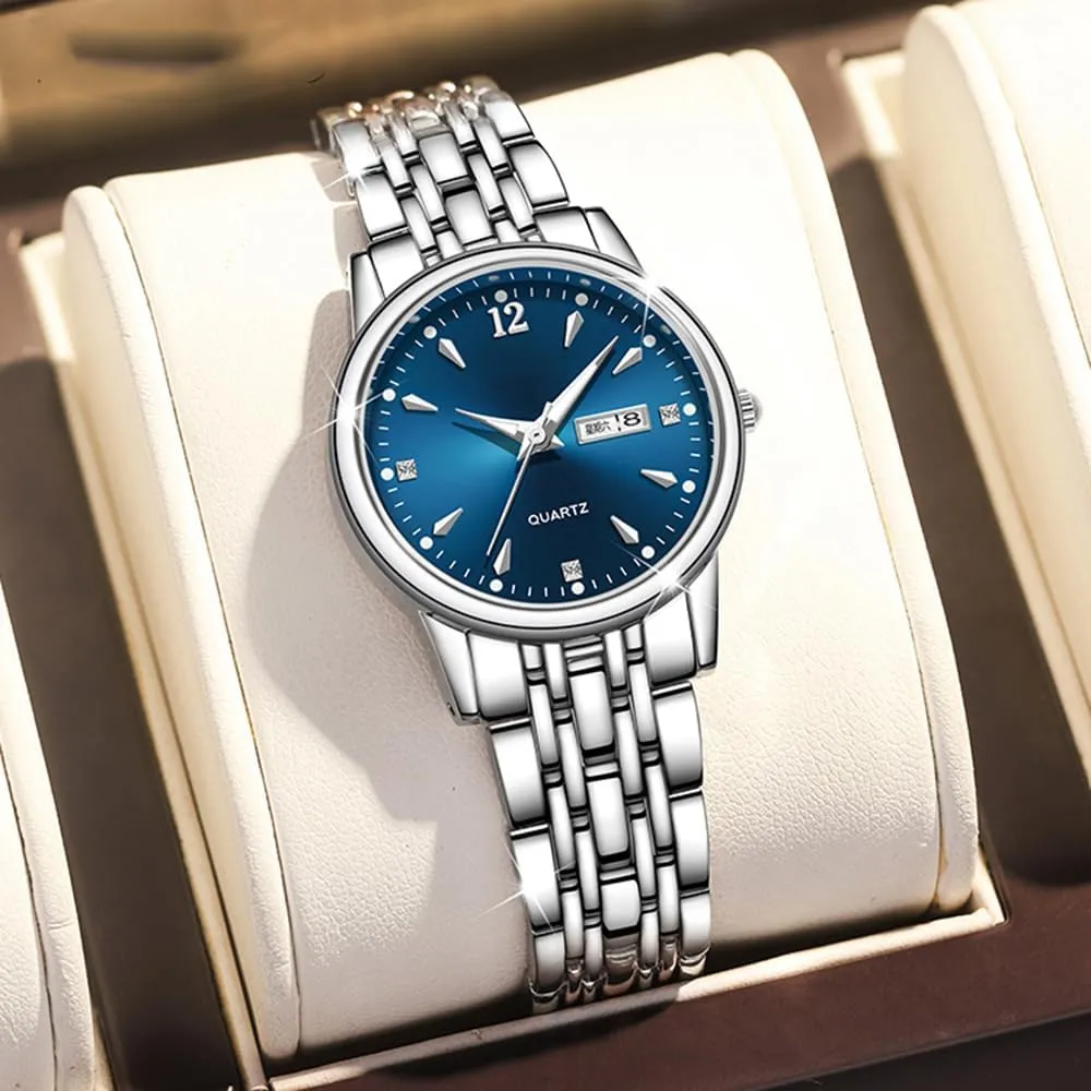 for Women Hands Sapphire Stainless Steel Waterproof curio eccentricity republish stickpin equal Quartz Dial Date Week Watches Reginald Fashion Watches 